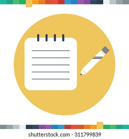 Notepad and pen icon.