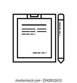 notepad with pen icon isolated on white background