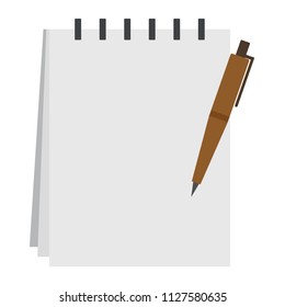 Notepad and pen icon. Vector illustration. EPS10. White Background.