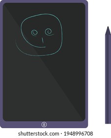 Notepad with pen, illustration, vector on white background.