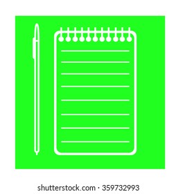 Notepad Pen Paper White Green
