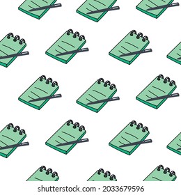 Notepad with pen Seamless Pattern Vector.