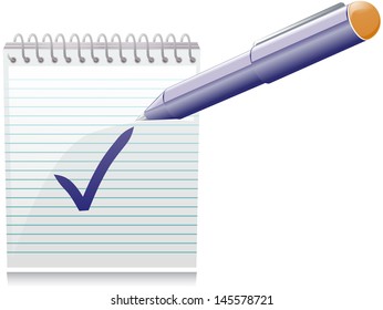 Notepad and pen vector