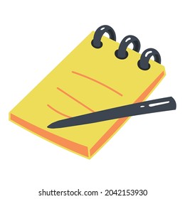 Notepad with pen vector illustration. Doodle, comic, hand drawn.