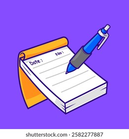Notepad and pen for writing date and notes vector illustration