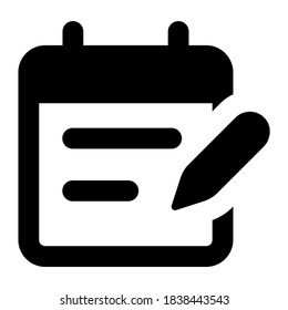 Notepad with pencil, glyph icon of memo  