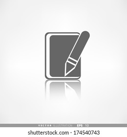 Notepad with pencil icon. Copybook.