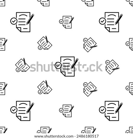 Notepad Pencil Icon Seamless Pattern, Note Taking Icon, Notetaking, Note-Taking, Information Recording By Writer Vector Art Illustration