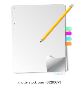 Notepad and pencil with index color illustrator