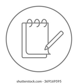Notepad with pencil line icon.