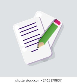 Notepad and pencil with modern flat illustrator