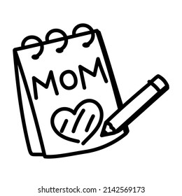 Notepad with pencil showcasing concept of mothers day drawing 

