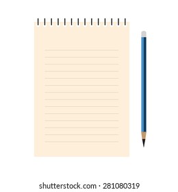  notepad and pencil vector illustration