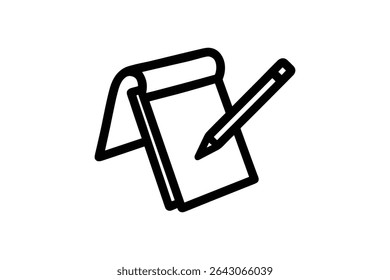 Notepad and Pencil Vector Line Art Illustration for Writing Notes and Creative Ideas