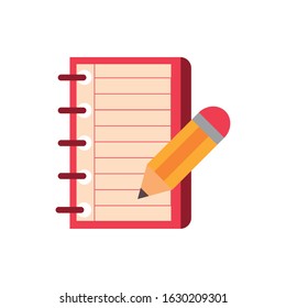 notepad and pencil writing education school vector illustration icon design