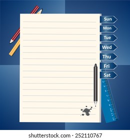 Notepad and pencils vector illustration