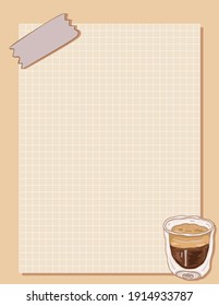 Notepad printable page decorated with coffee cup

