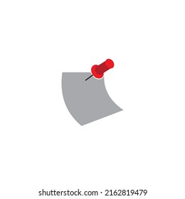 notepad with push button icon, reminder sticker pinned with sign isolated on white background