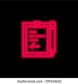 Notepad red glowing neon ui ux icon. Glowing sign logo vector