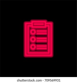 Notepad red glowing neon ui ux icon. Glowing sign logo vector