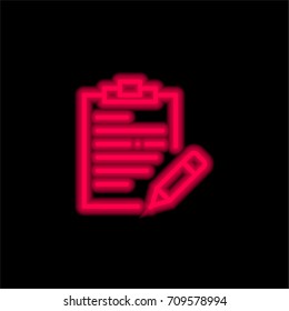 Notepad red glowing neon ui ux icon. Glowing sign logo vector