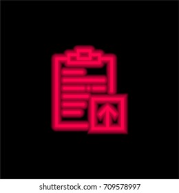 Notepad red glowing neon ui ux icon. Glowing sign logo vector
