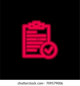 Notepad red glowing neon ui ux icon. Glowing sign logo vector