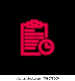Notepad red glowing neon ui ux icon. Glowing sign logo vector