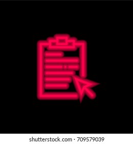Notepad red glowing neon ui ux icon. Glowing sign logo vector