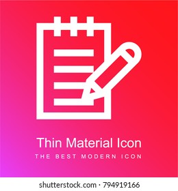 Notepad red and pink gradient material white icon minimal design