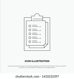 Notepad, Report Card, Result, Presentation Line Icon Vector