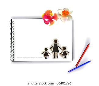 notepad with ripped paper design