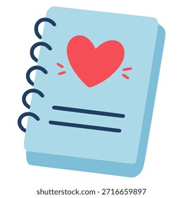 notepad romantic love cartoon hand drawn flat color vector illustration template design