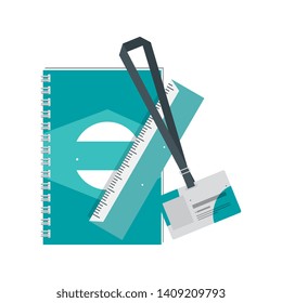 notepad and rule ,document with company emblem print