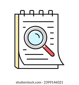 notepad search magnifying glass color icon vector. notepad search magnifying glass sign. isolated symbol illustration