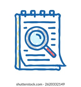 notepad search magnifying glass doodle icon sketch vector. notepad search magnifying glass sign. isolated symbol illustration