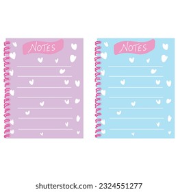 Notepad , Set Of Two Vector Illustration 