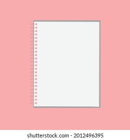 notepad with shadow on pink background