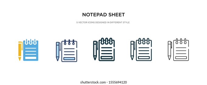 notepad sheet icon in different style vector illustration. two colored and black notepad sheet vector icons designed in filled, outline, line and stroke style can be used for web, mobile, ui