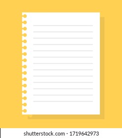 Notepad sheet. Isolated vector illustration on color background.