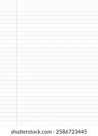 Notepad sheet paper blue lined with margin editable stroke. Vector