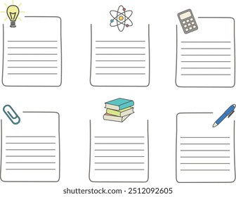 Planilha do bloco de notas, notas, vetores de estudo