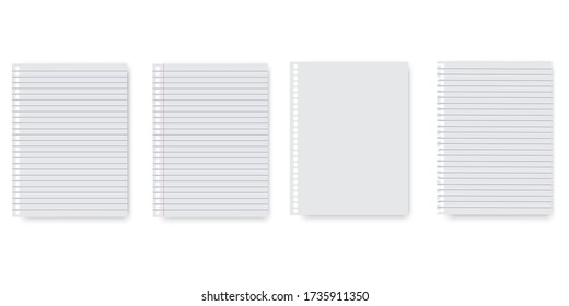 Notepad sheets in a ruler. Vector illustration. Stock Photo.