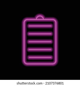 Notepad simple icon vector. Flat desing. Purple neon on black background.ai