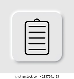 Notepad simple icon vector. Flat desing. Neumorphism design.ai