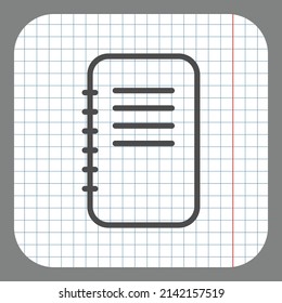 Notepad simple icon vector. Flat desing. On graph paper. Grey background.ai
