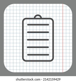 Notepad simple icon vector. Flat desing. On graph paper. Grey background.ai