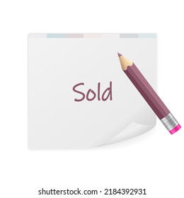 Notepad hat Text auf weißem Hintergrund verkauft. Vektorgrafik.