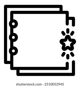 Notepad with star shining representing highlighted notes for important information, concept for note taking and organization