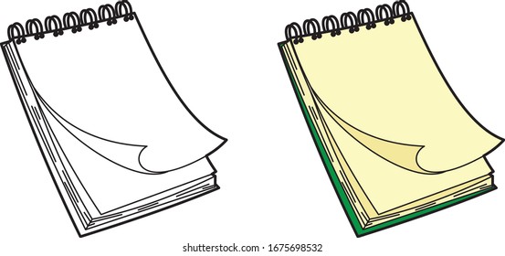 Notepad Stationary vector cute drawing, art line and color, vector illustration. 